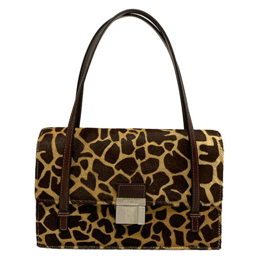Fendi Handbag Dark Brown Light Leather
