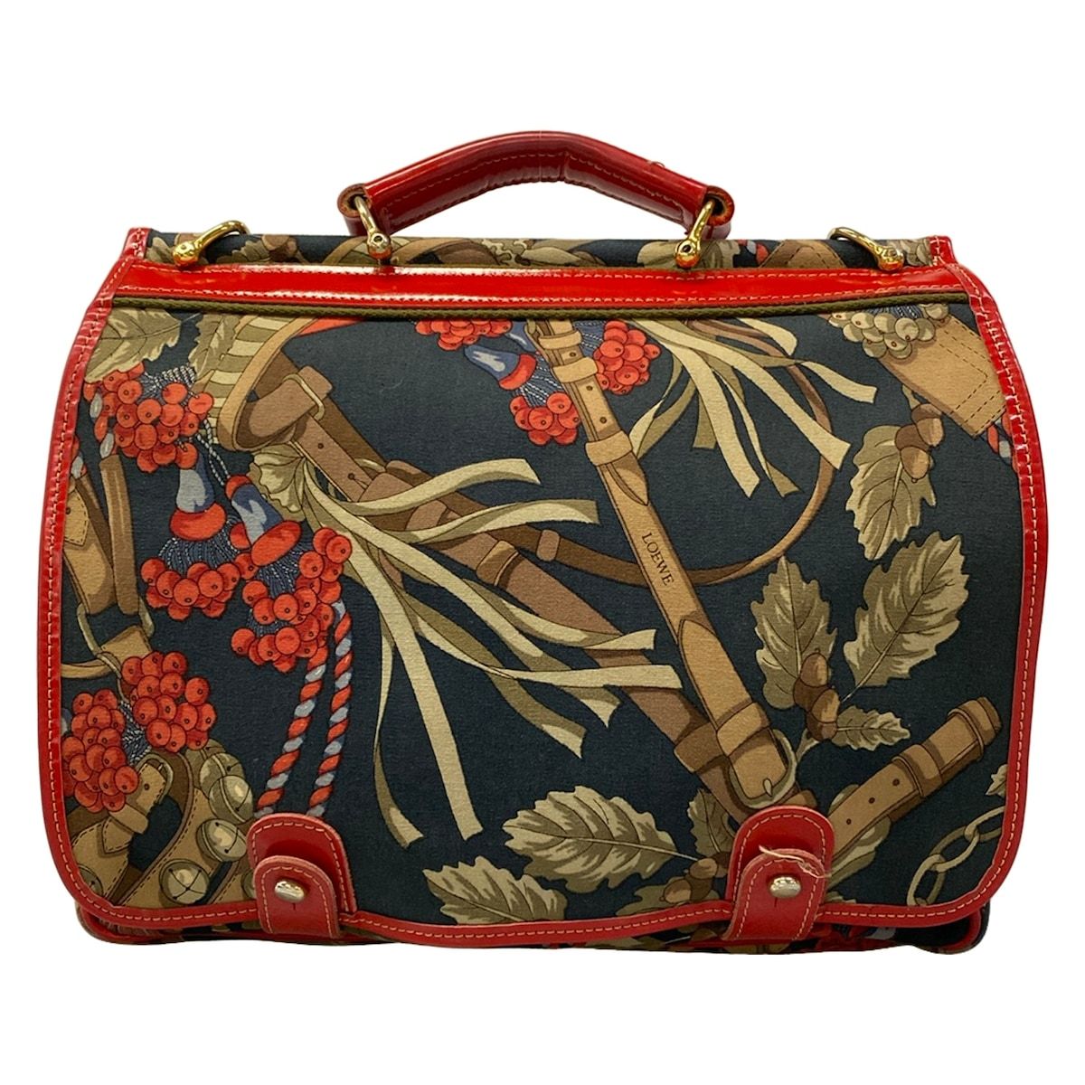 Loewe Handbag Red Navy Multi Leather