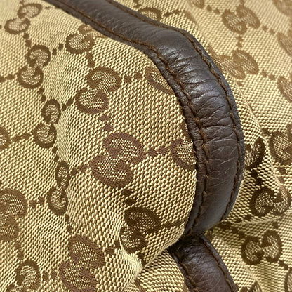 Gucci Shoulder Bag GG Pattern Dark Brown Beige Leather — view 6