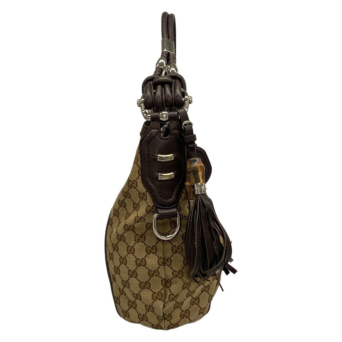 Gucci Shoulder Bag GG Pattern Dark Brown Beige Leather — view 2
