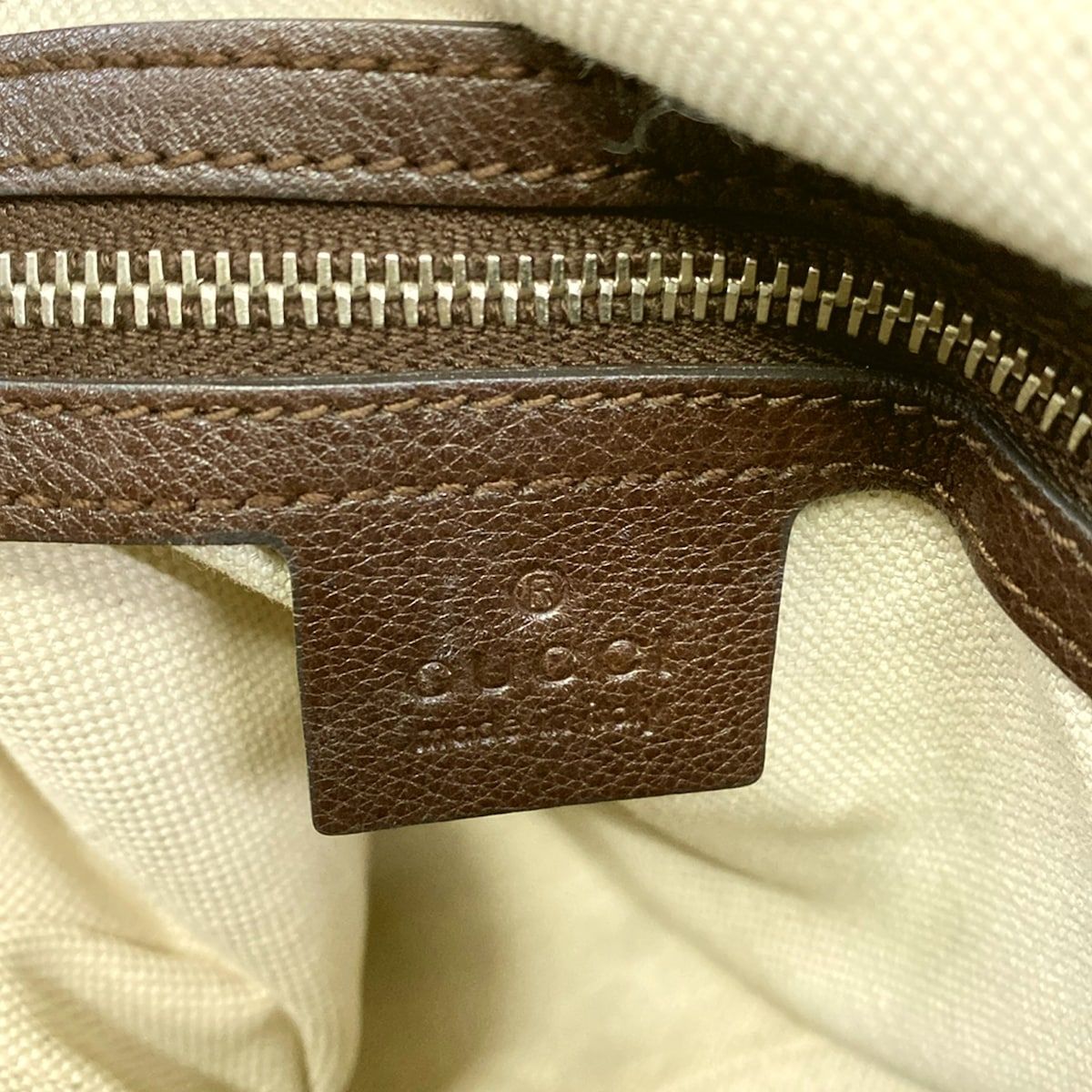 Gucci Shoulder Bag GG Pattern Dark Brown Beige Leather — view 8