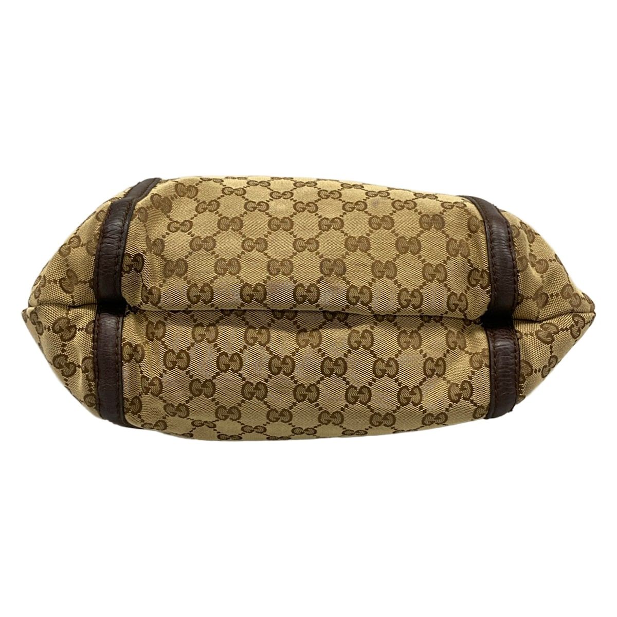Gucci Shoulder Bag GG Pattern Dark Brown Beige Leather — view 5