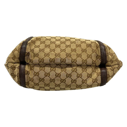 Gucci Shoulder Bag GG Pattern Dark Brown Beige Leather — view 5