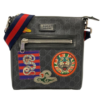 Gucci Shoulder Bag Night Courier GG Supreme Black Red Multi Leather