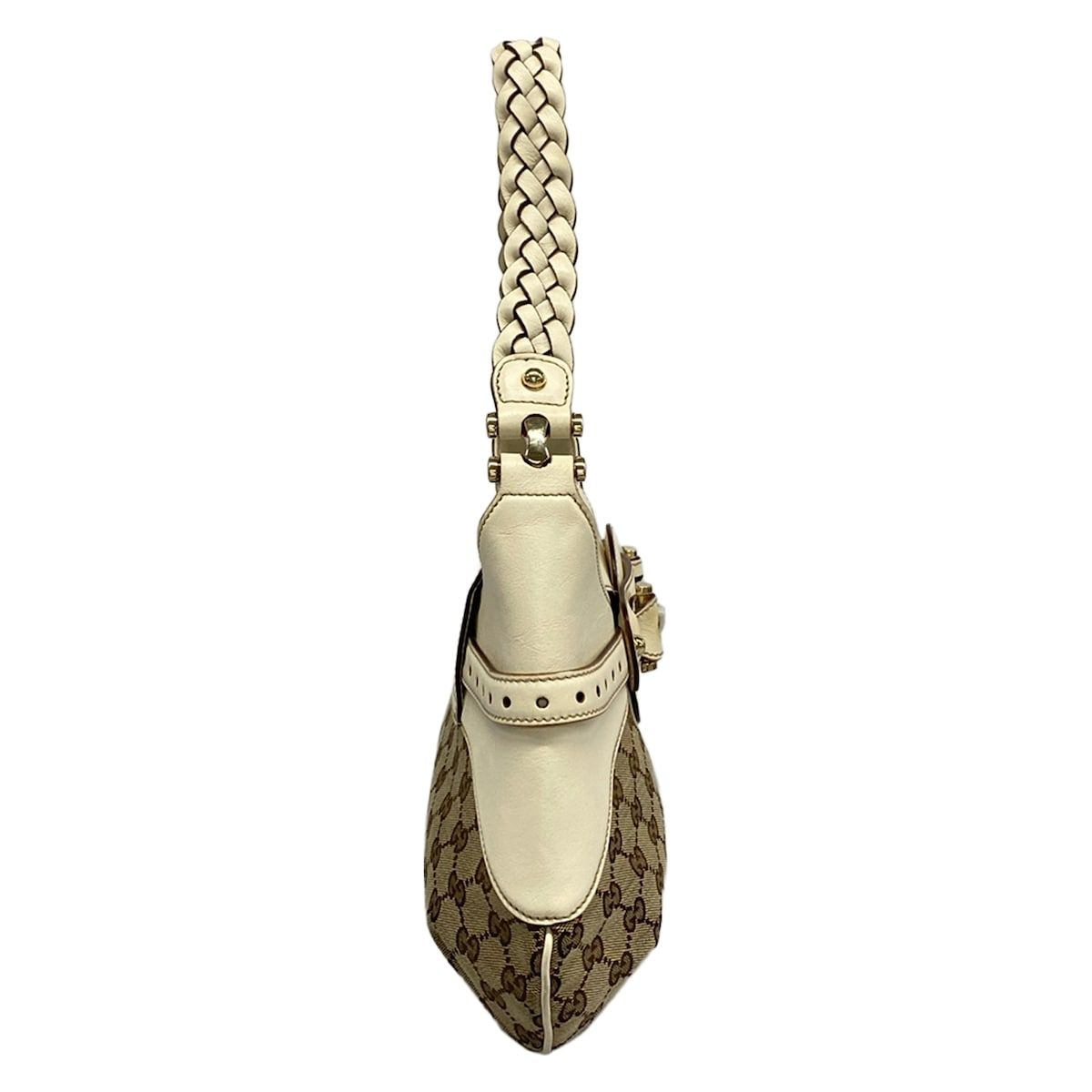 Gucci Shoulder Bag Horsebitgg Pattern Beige Dark Brown Ivory Leather — view 2