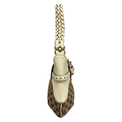 Gucci Shoulder Bag Horsebitgg Pattern Beige Dark Brown Ivory Leather — view 2