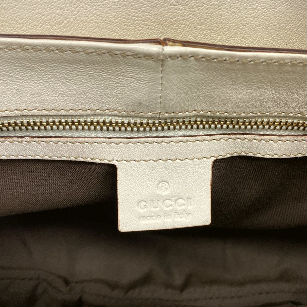 Gucci Shoulder Bag Horsebitgg Pattern Beige Dark Brown Ivory Leather — view 8