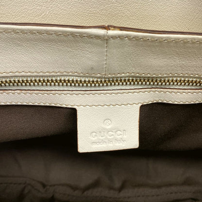Gucci Shoulder Bag Horsebitgg Pattern Beige Dark Brown Ivory Leather — view 8