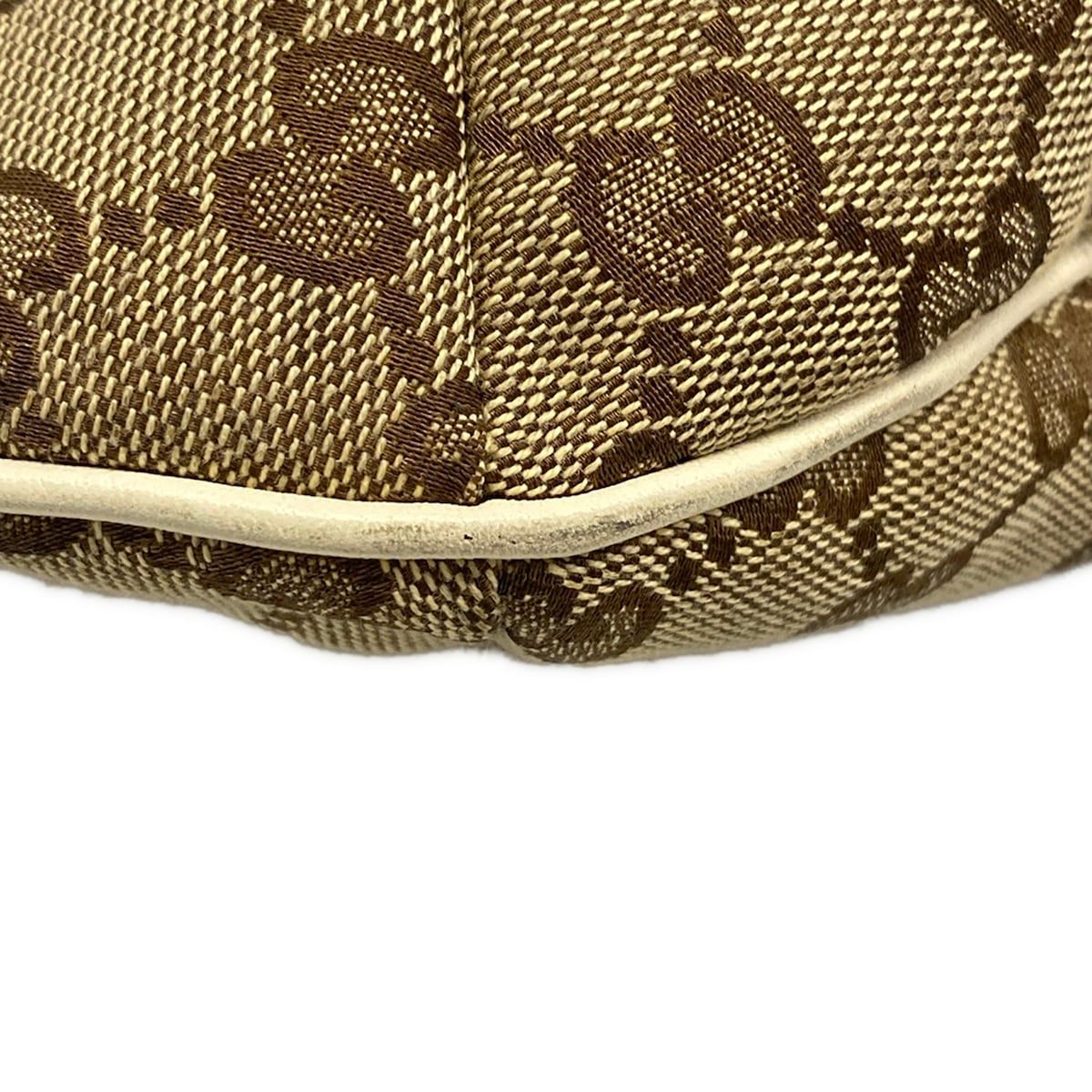 Gucci Shoulder Bag Horsebitgg Pattern Beige Dark Brown Ivory Leather — view 6