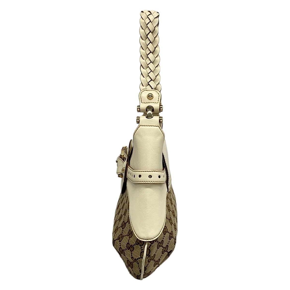 Gucci Shoulder Bag Horsebitgg Pattern Beige Dark Brown Ivory Leather — view 4