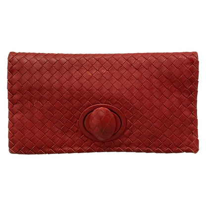 Bottega Veneta Clutch Intrecciato Red Leather