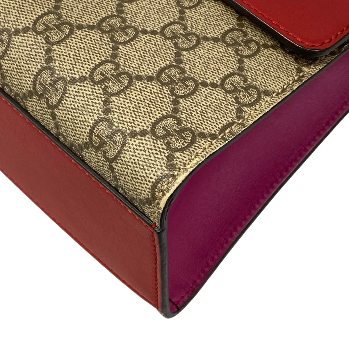 Gucci Shoulder Bag Padlock GG Supreme Red Beige Multi Leather — view 6