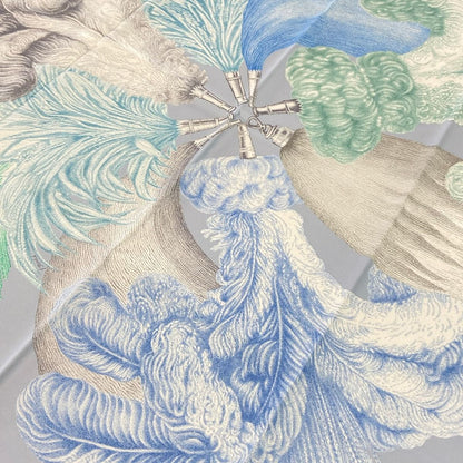 Hermes Scarf Carre 90 Light Blue Light Green Multi Plumets Et Panaches — view 4