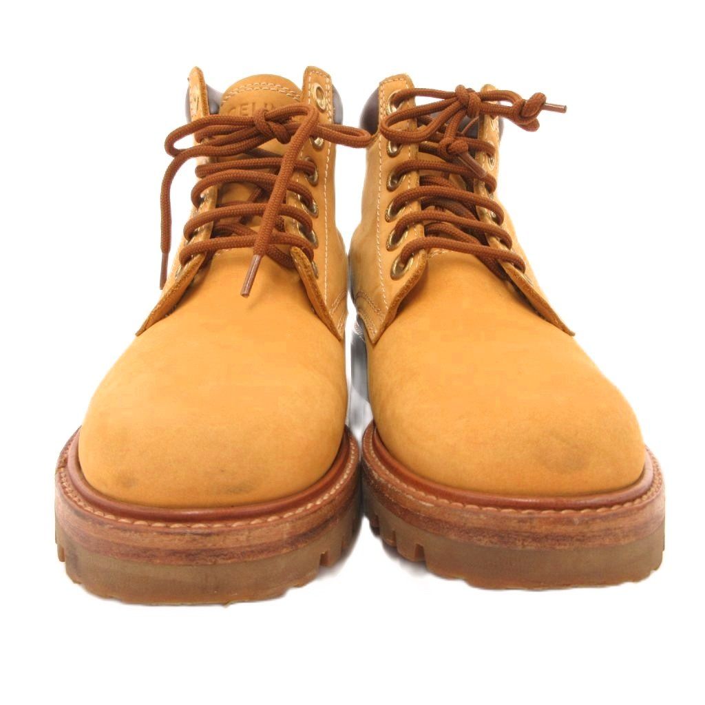 Celine Lace Up Boots Shoes Suede Leather 38 Yellow Brown — view 2