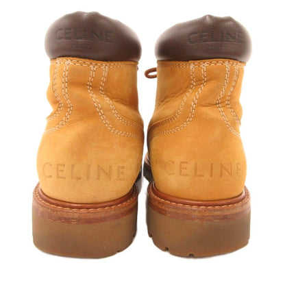 Celine Lace Up Boots Shoes Suede Leather 38 Yellow Brown — view 4