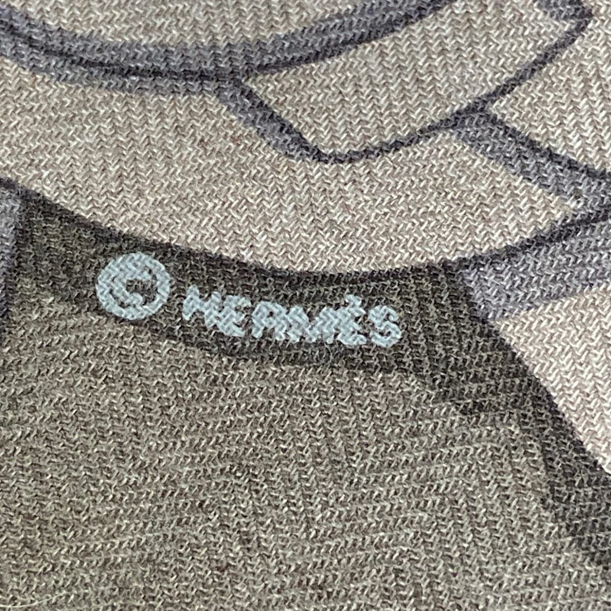 Hermes Shawl Carre 100 Gray Beige Dark Multi Horse Reality Cashmere Silk Scarf — view 2