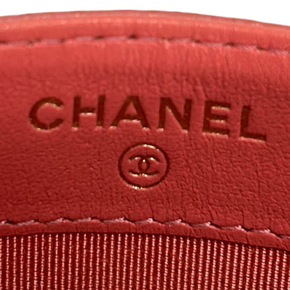 Chanel Card Case Quilted Pink Gold — view 4