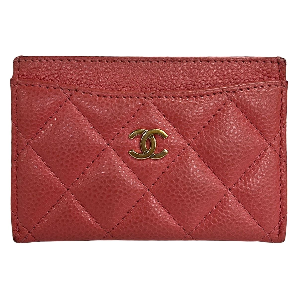 Chanel Card Case Quilted Pink Gold