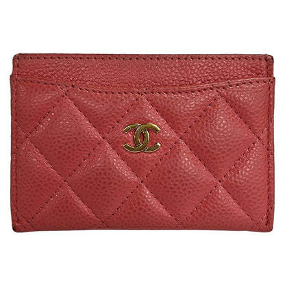 Chanel Card Case Quilted Pink Gold