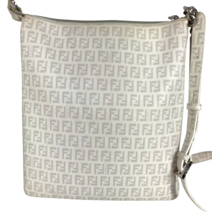 Fendi Shoulder Bag Zucchino Logo Leather White — view 2