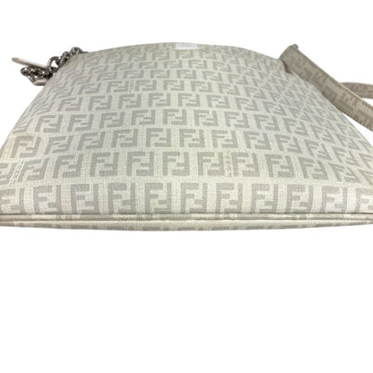 Fendi Shoulder Bag Zucchino Logo Leather White — view 4