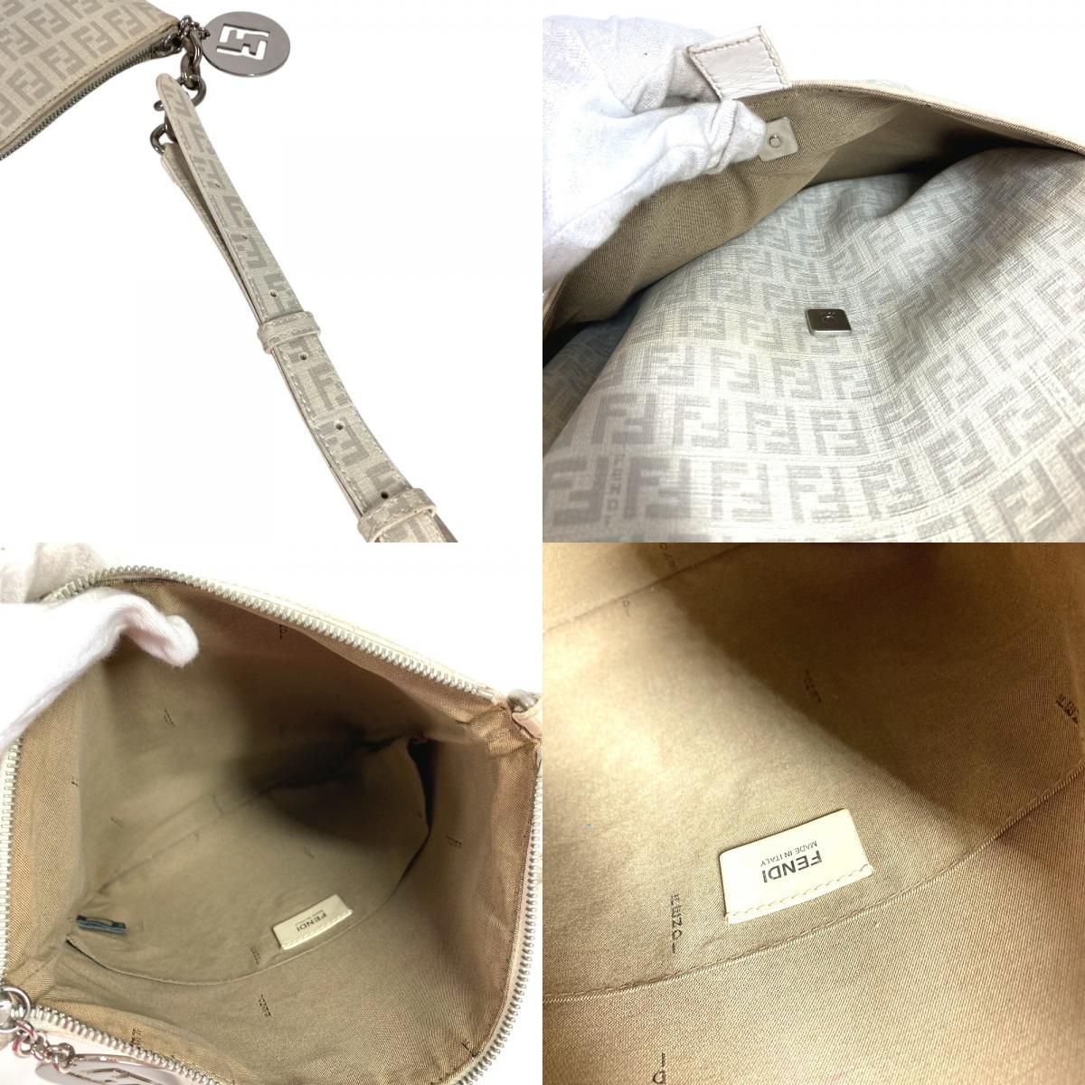 Fendi Shoulder Bag Zucchino Logo Leather White — view 8