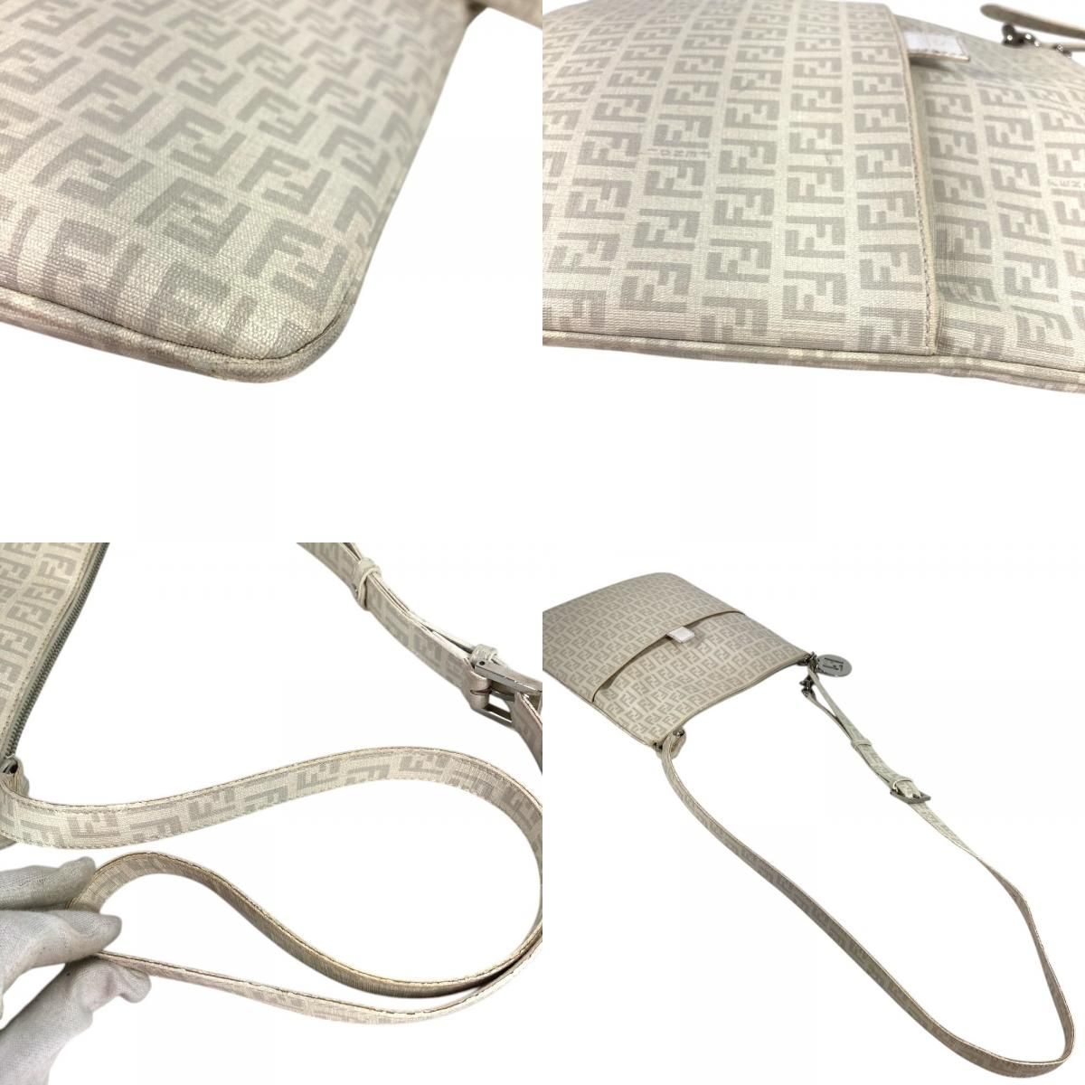 Fendi Shoulder Bag Zucchino Logo Leather White — view 7