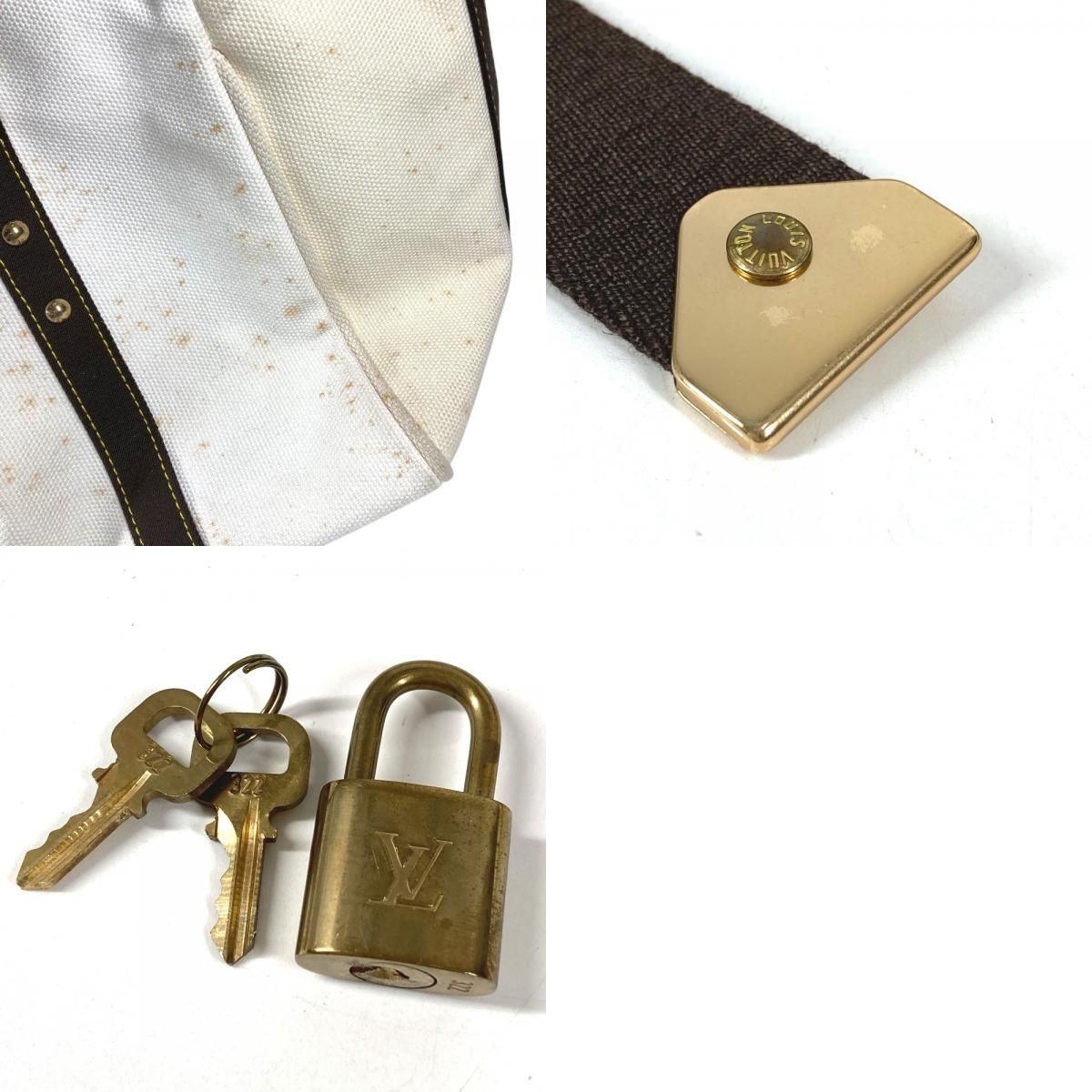 Louis Vuitton Boston Bag Sac Weekend Canvas Ecru White — view 9