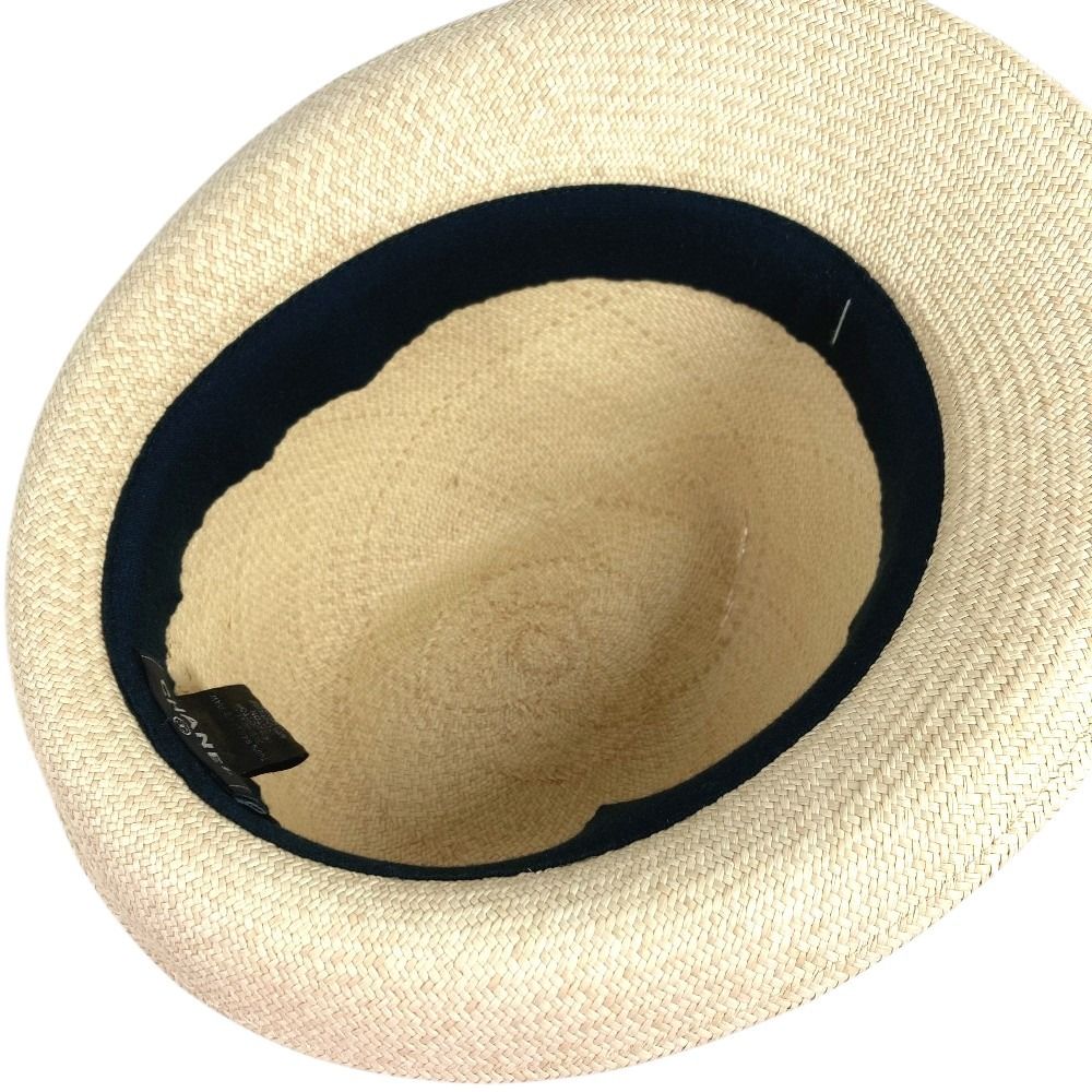 Chanel Hat CC Logo Straw Hat Ribbon Raffia Beige — view 8