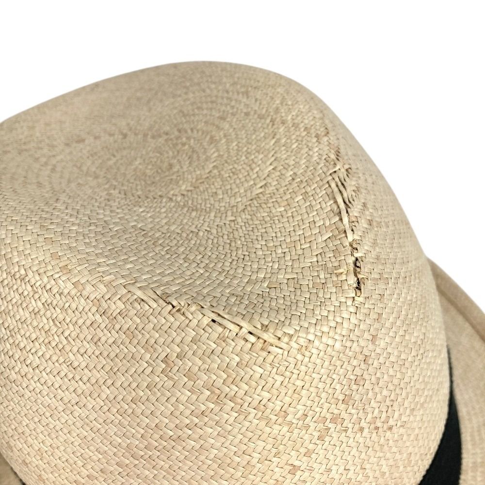 Chanel Hat CC Logo Straw Hat Ribbon Raffia Beige — view 6