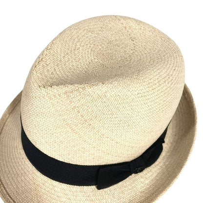 Chanel Hat CC Logo Straw Hat Ribbon Raffia Beige — view 2