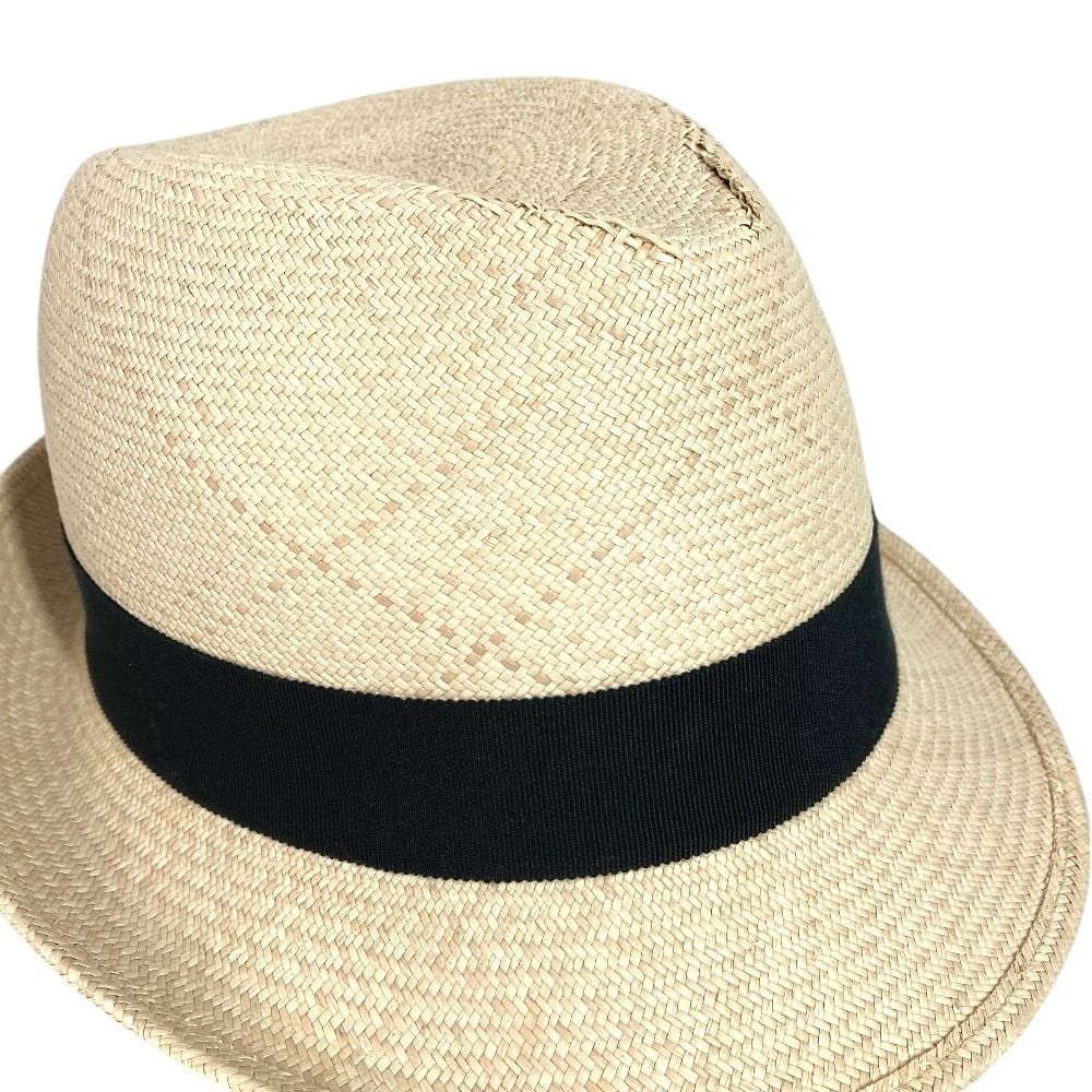 Chanel Hat CC Logo Straw Hat Ribbon Raffia Beige — view 5