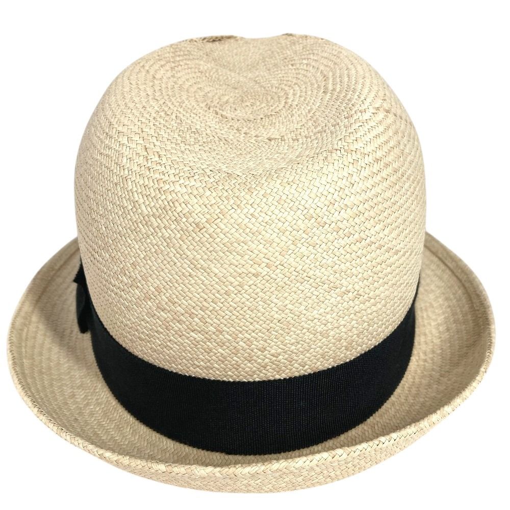 Chanel Hat CC Logo Straw Hat Ribbon Raffia Beige — view 3