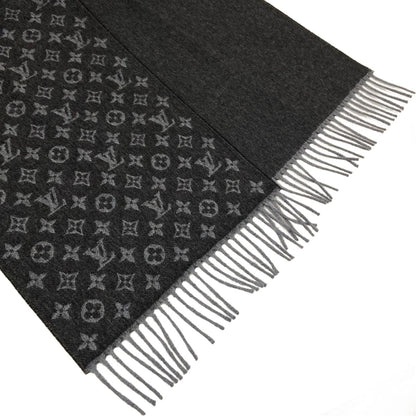 Louis Vuitton Scarf Echarpe Monogram Gradient Noir Wool Cashmere — view 4