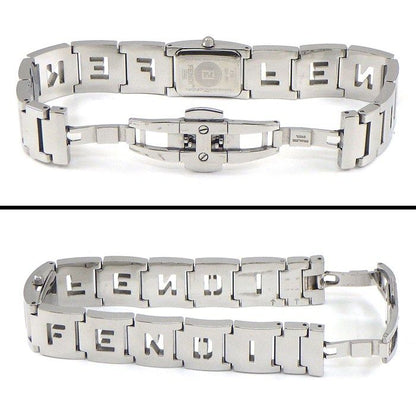 Fendi Watch Stella Rectangular White Dial Logo Bracelet SS — view 3
