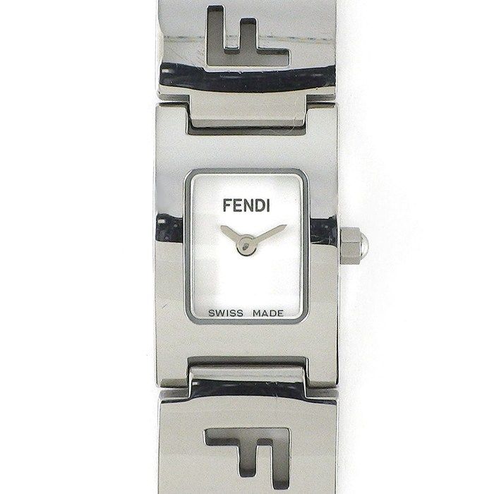 Fendi Watch Stella Rectangular White Dial Logo Bracelet SS
