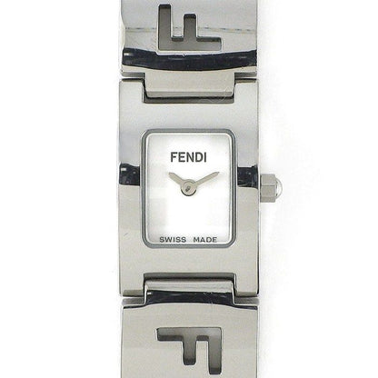 Fendi Watch Stella Rectangular White Dial Logo Bracelet SS