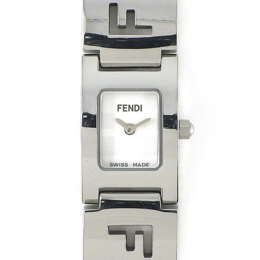Fendi Watch Stella Rectangular White Dial Logo Bracelet SS