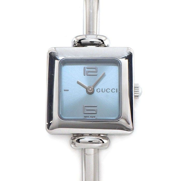 Gucci Watch Bangle Square Sunray Iceblue Dial SS