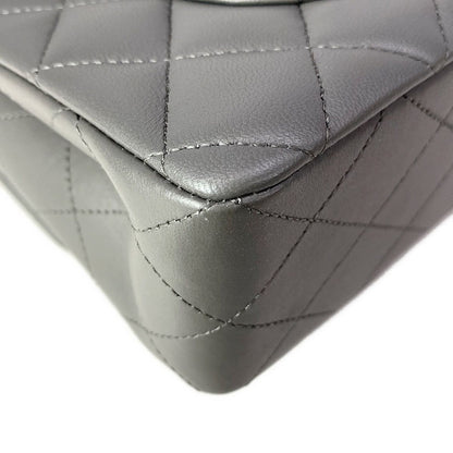 Chanel Shoulder Bag Double Flap Quilted Gray Gold Chain Metal — view 6