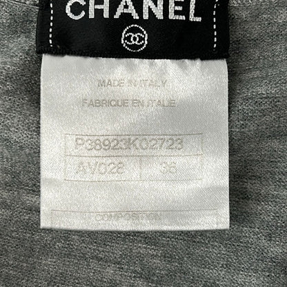 Chanel Long Sleeve Sweater 36 S Light Gray Wool Camellia Cashmere — view 5