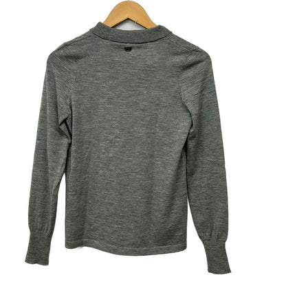 Chanel Long Sleeve Sweater 36 S Light Gray Wool Camellia Cashmere — view 2