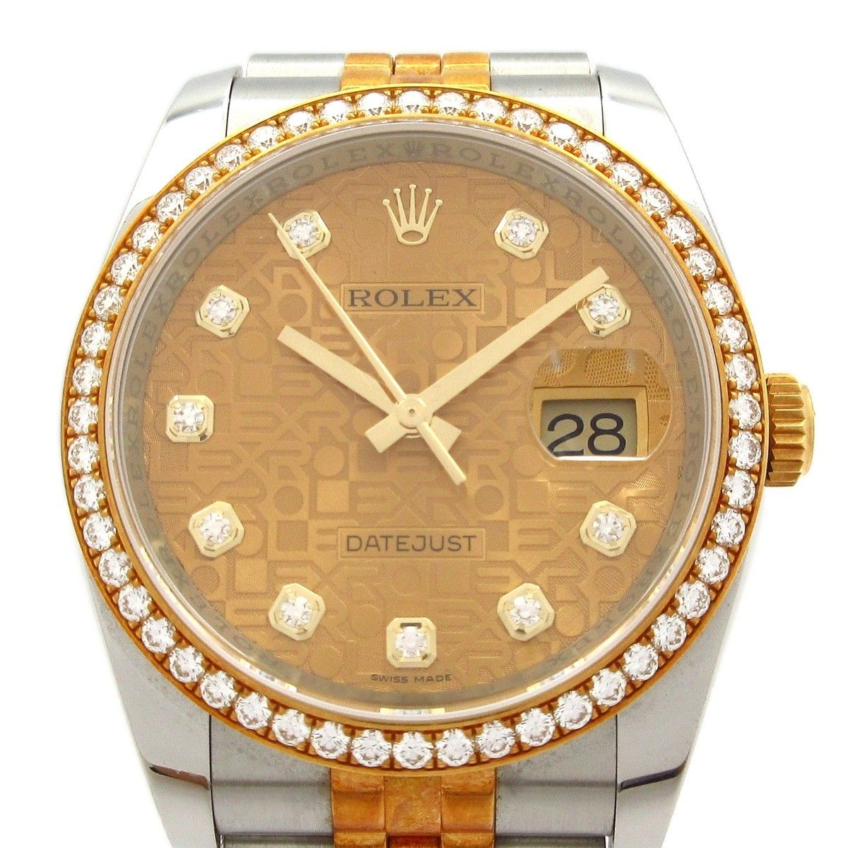 Rolex Watch Datejust SS 18k Yellow Gold Random Roulette 24 Frames Champagne