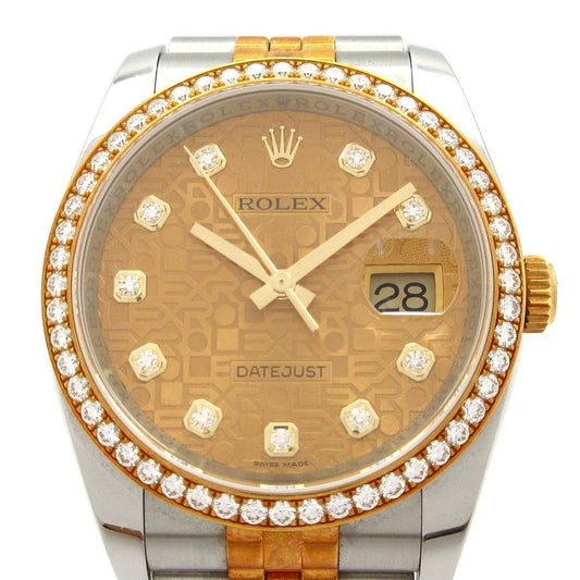 Rolex Watch Datejust SS 18k Yellow Gold Random Roulette 24 Frames Champagne