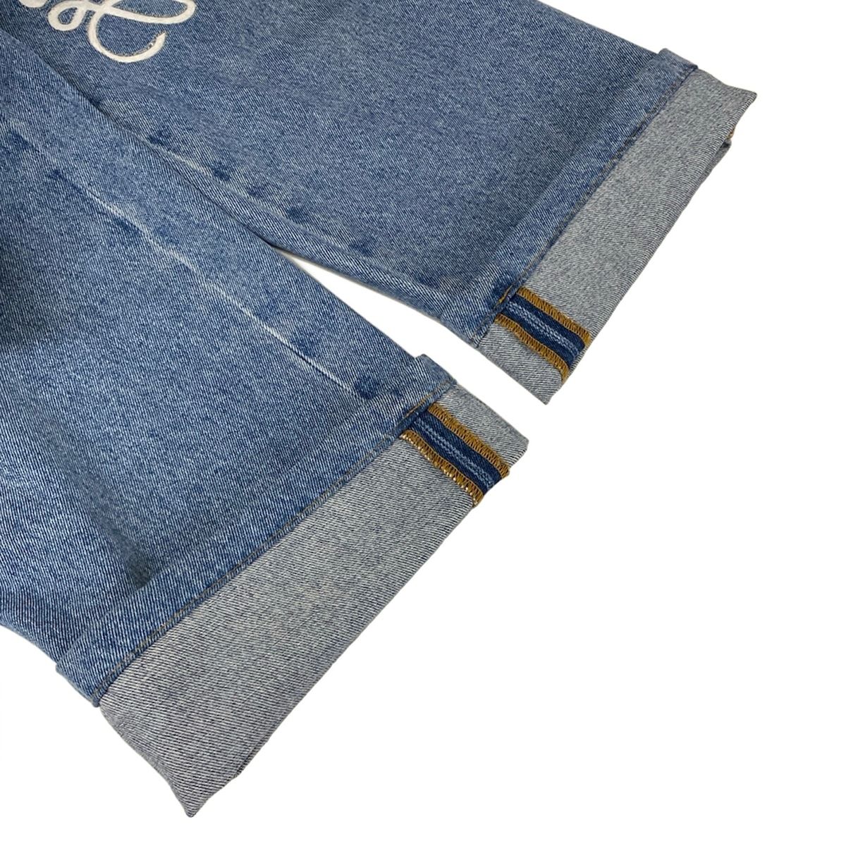 Loewe Jeans 42 L Anagram Baggy Blue White Full Length Button Fly Cotton — view 7