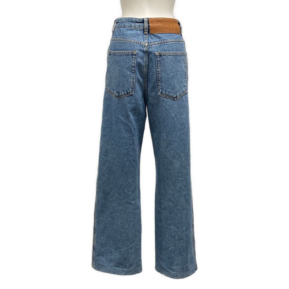 Loewe Jeans 42 L Anagram Baggy Blue White Full Length Button Fly Cotton — view 2