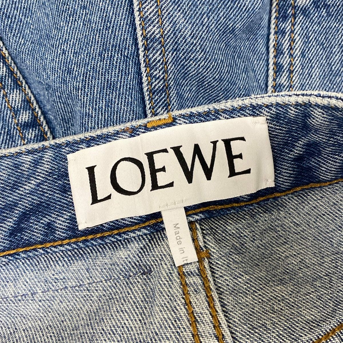 Loewe Jeans 42 L Anagram Baggy Blue White Full Length Button Fly Cotton — view 3