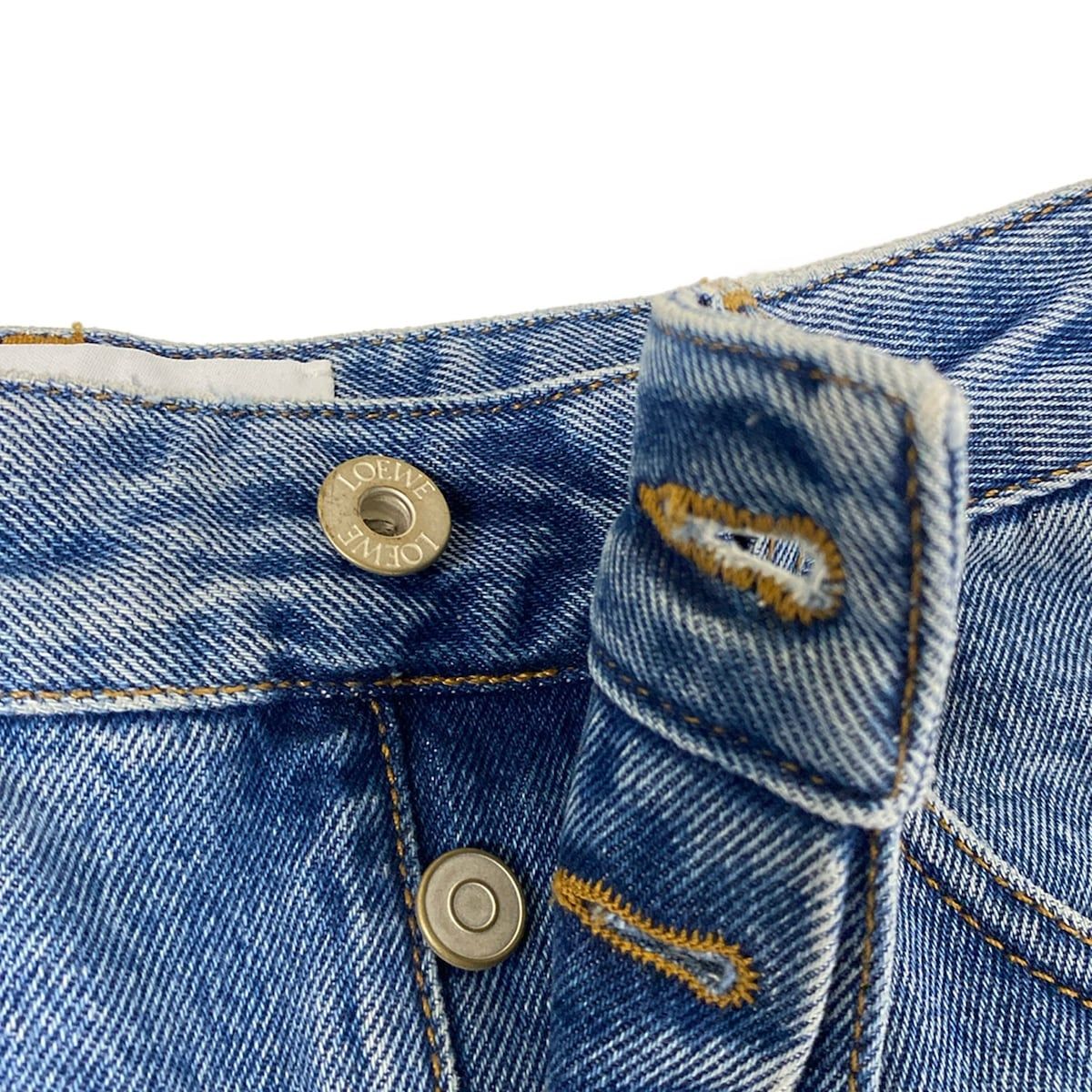 Loewe Jeans 42 L Anagram Baggy Blue White Full Length Button Fly Cotton — view 9