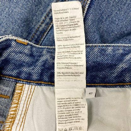 Loewe Jeans 42 L Anagram Baggy Blue White Full Length Button Fly Cotton — view 5