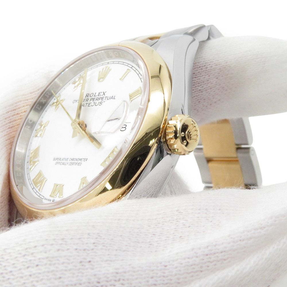 Rolex Datejust SS 18k Yellow Gold Roulette Watch White Dial — view 4